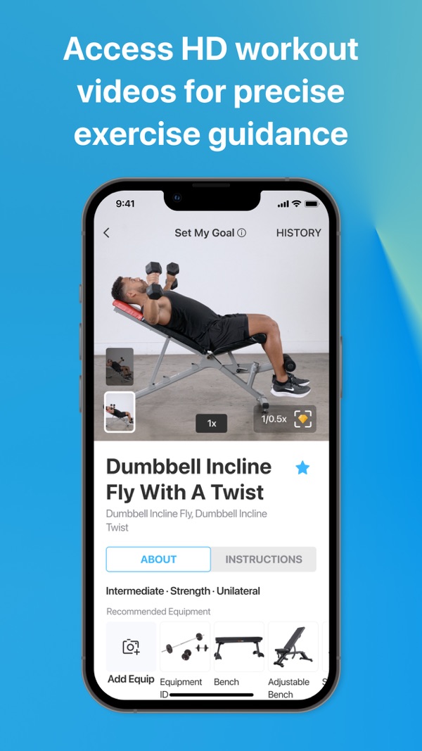 JEFIT publisher screenshot showing an exercise video and instruction tabs