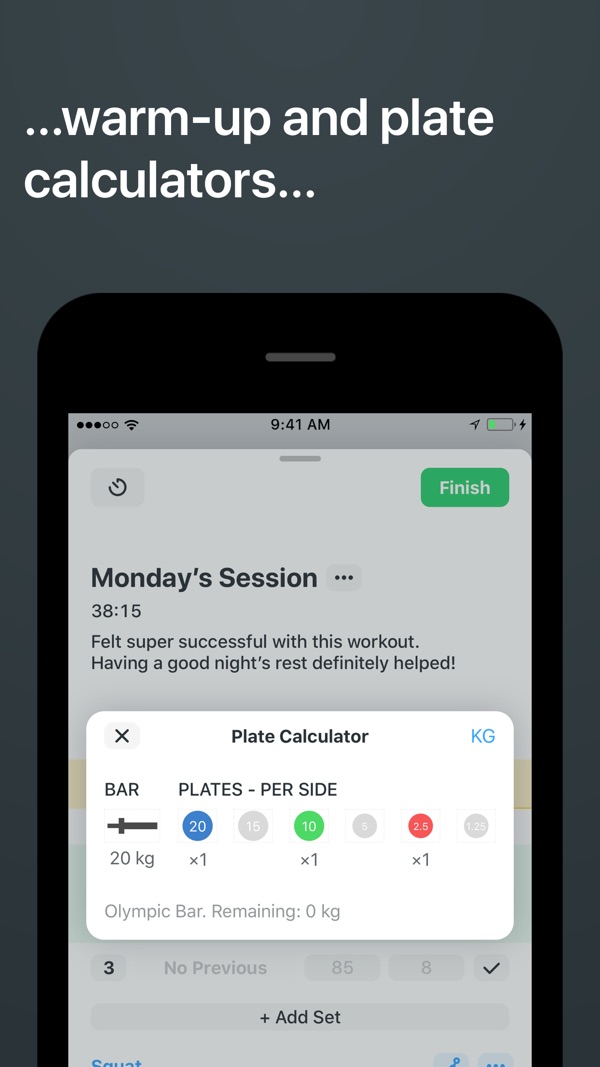 Strong publisher screenshot showing the plate-calculator panel